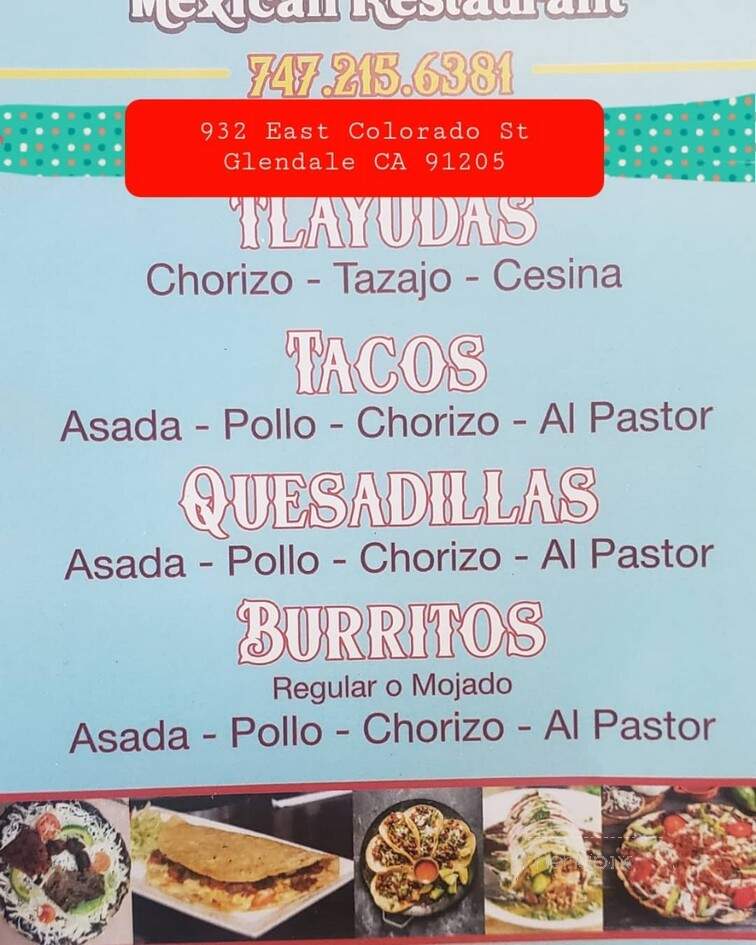 La Familia Mexican Restaurant - Glendale, CA menu_pic