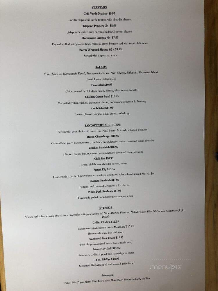 Old Stage Saloon - Porterville, CA menu_pic