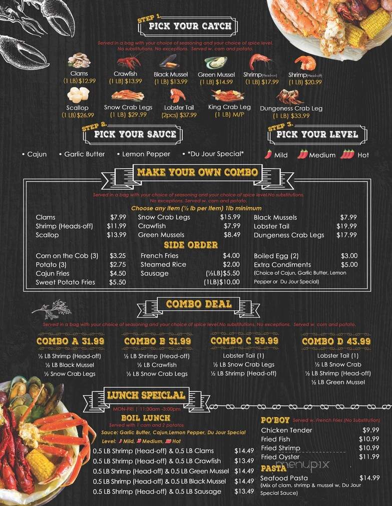 Crab Du Jour Cajun Seafood & Bar - Asheville, NC menu_pic