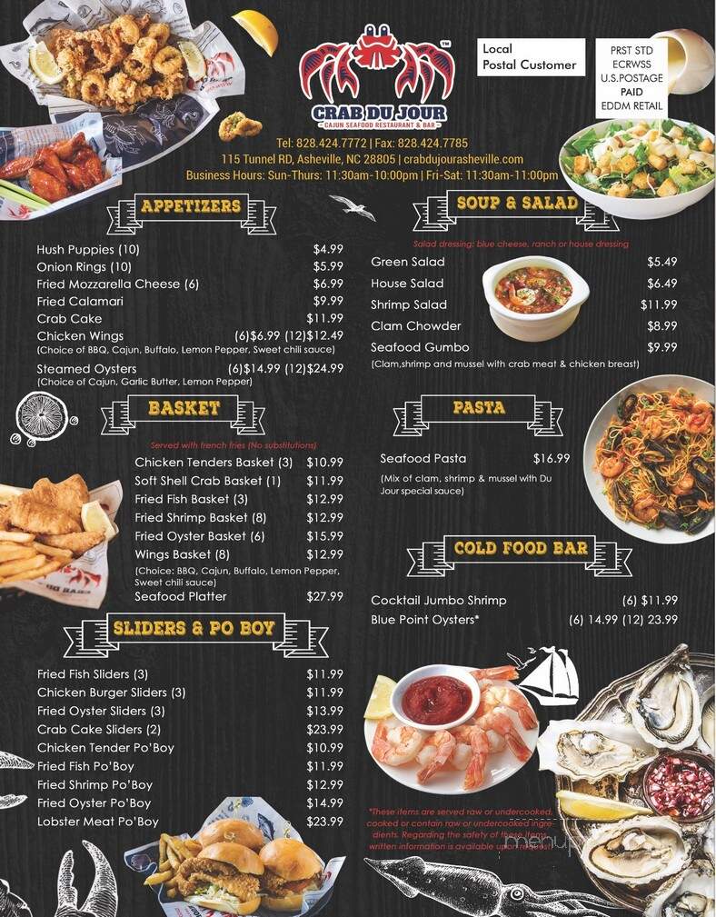Crab Du Jour Cajun Seafood & Bar - Asheville, NC menu_pic
