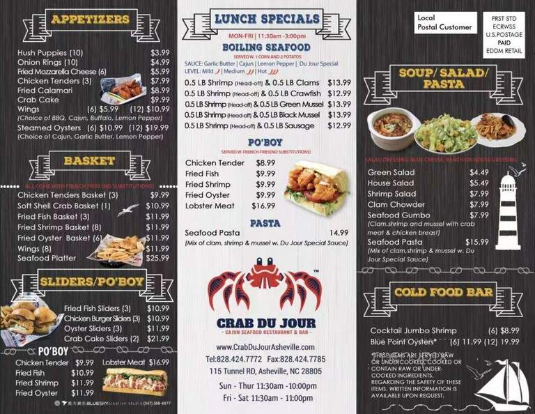 Crab Du Jour Cajun Seafood & Bar - Asheville, NC menu_pic
