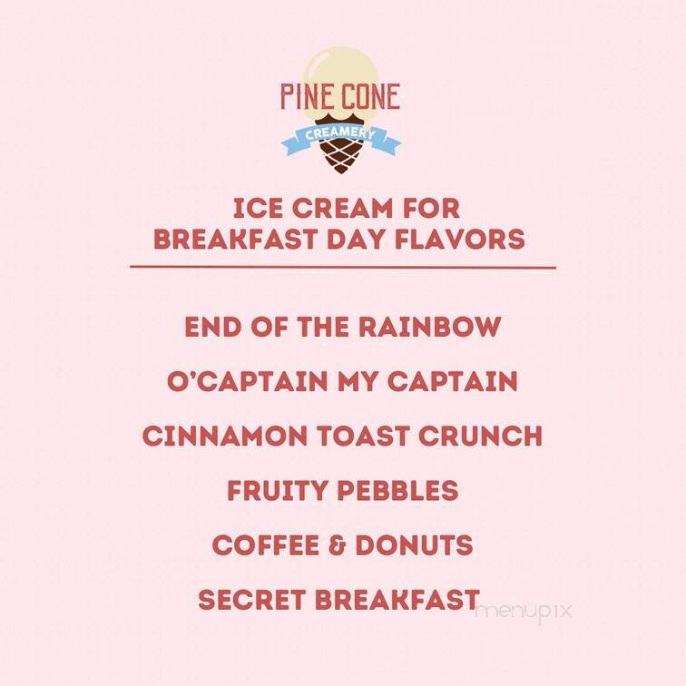 Pine Cone Creamery - Walla Walla, WA menu_pic