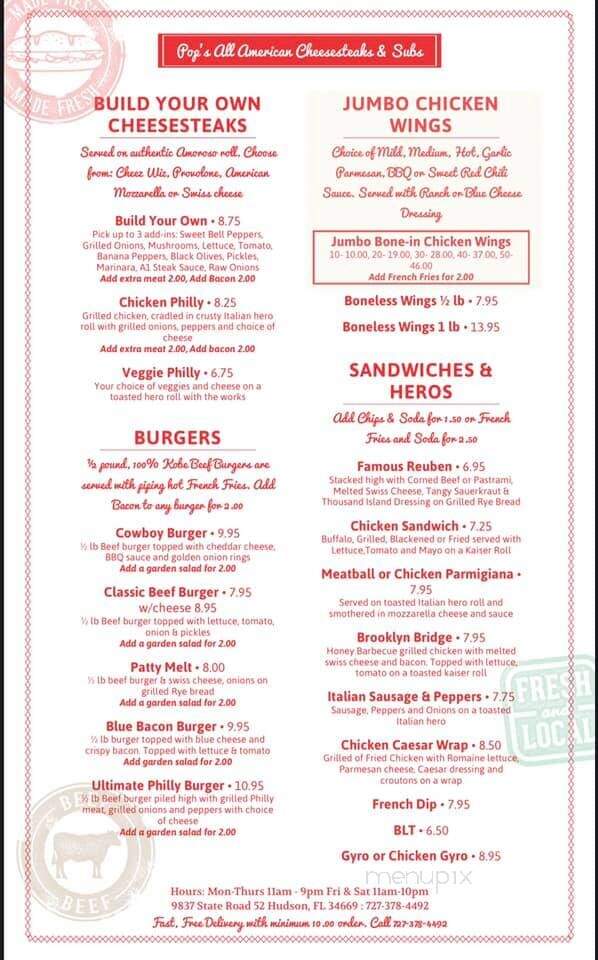 All American Cheesesteaks and Subs - Hudson, FL menu_pic