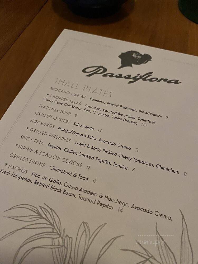 Passiflora Restaurant - Charlottesville, VA menu_pic