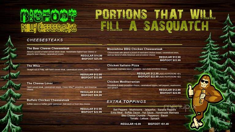 Bigfoot Philly Cheesesteaks - Gatlinburg, TN menu_pic
