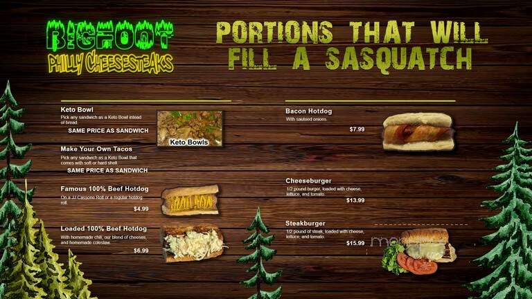 Bigfoot Philly Cheesesteaks - Gatlinburg, TN menu_pic