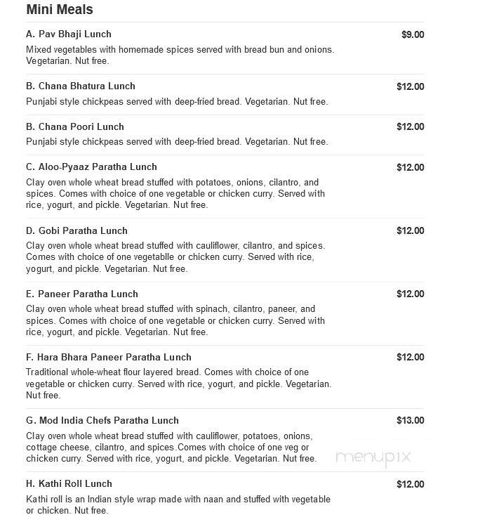 Mod India Restaurant - Glen Mills, PA menu_pic