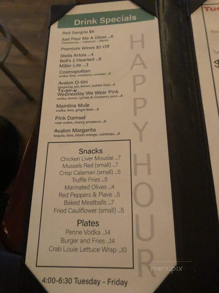 Avalon Bistro and Bar - Bryn Mawr, PA menu_pic