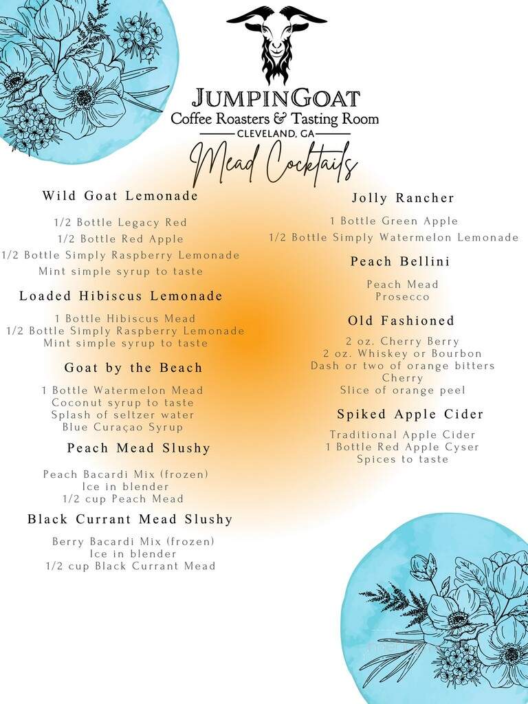 JumpinGoat Coffee Roasters & Tasting Room - Cleveland, GA menu_pic