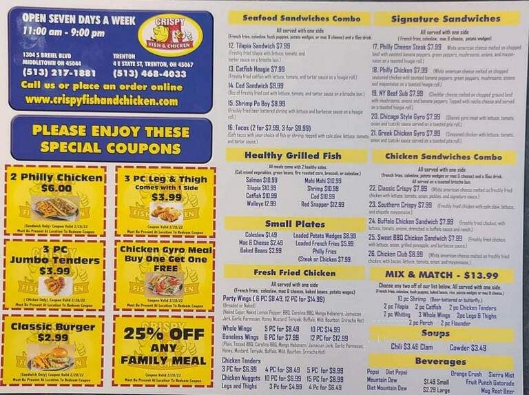 Crispy Fish & Chicken - Middletown, OH menu_pic