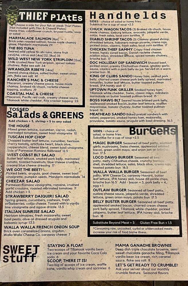 Hop Thief Taphouse and Kitchen - College Place, WA menu_pic