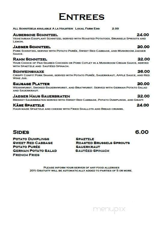 Jaeger Haus - Tivoli, NY menu_pic