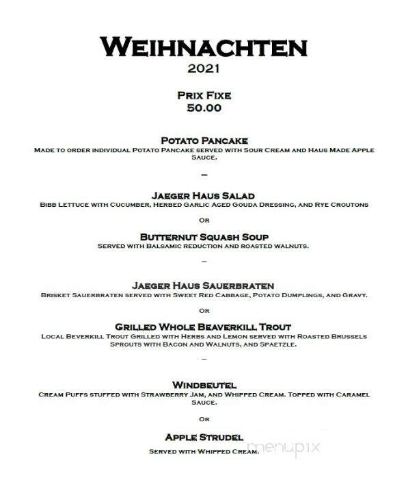 Jaeger Haus - Tivoli, NY menu_pic