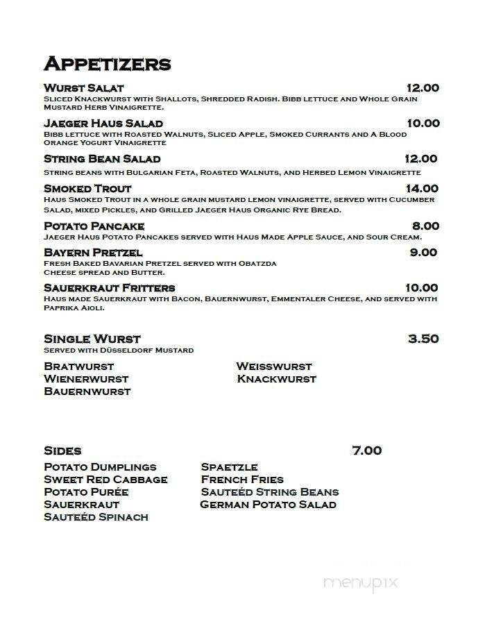 Jaeger Haus - Tivoli, NY menu_pic