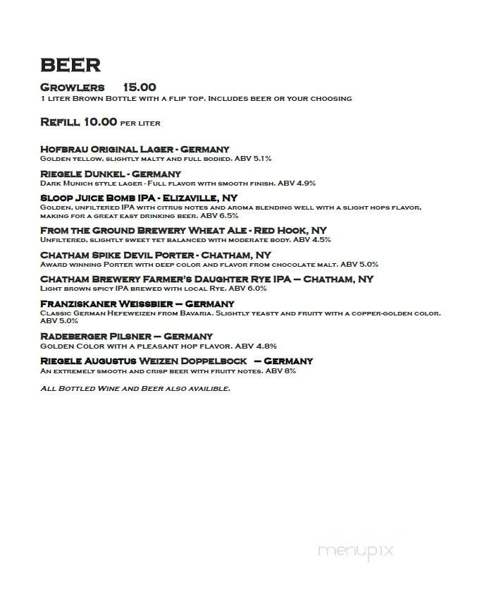 Jaeger Haus - Tivoli, NY menu_pic