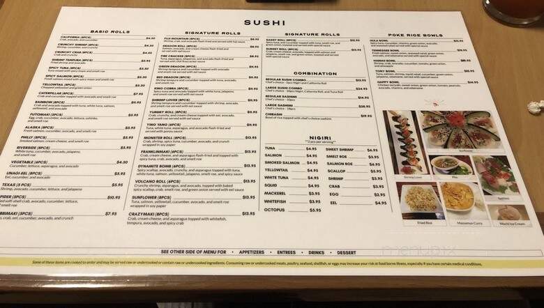 Sunset Sushi and Thai - Franklin, TN menu_pic