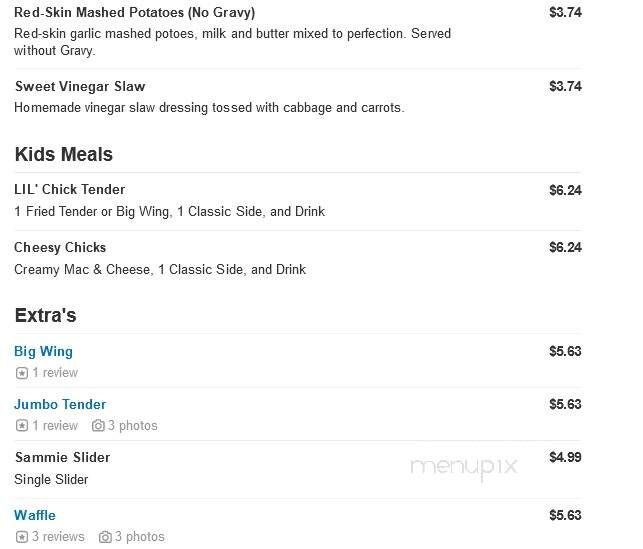 Joella's Hot Chicken - Clarksville, IN menu_pic