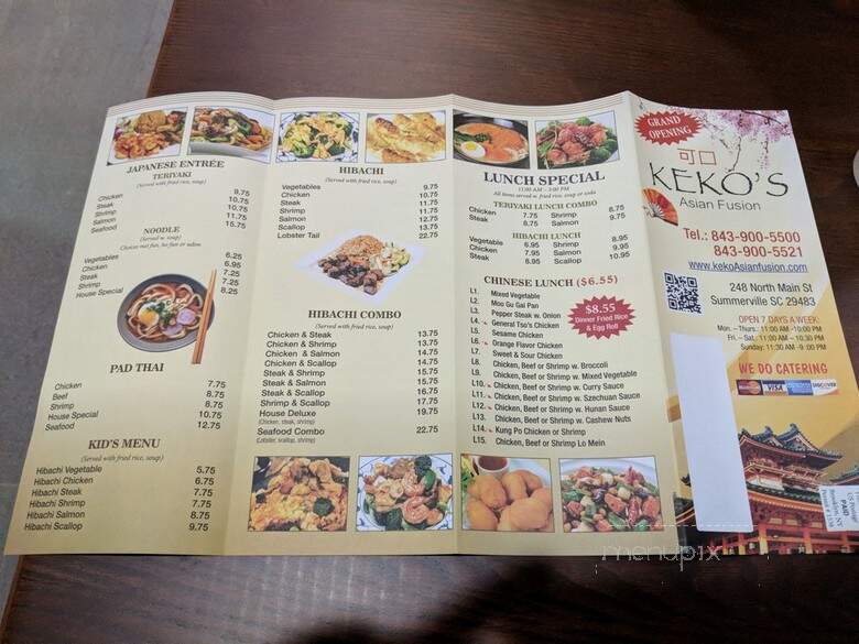 Keko's Asian Fusion - Summerville, SC menu_pic