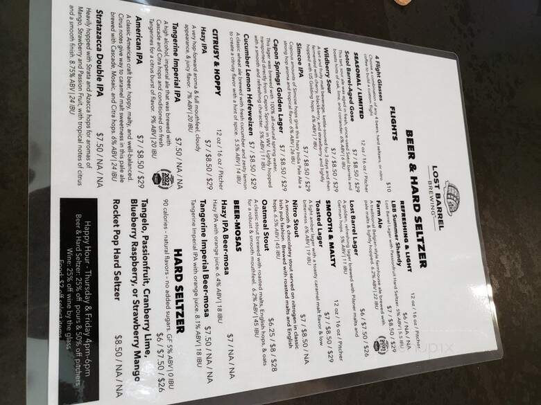 Lost Barrel Brewing - Middleburg, VA menu_pic