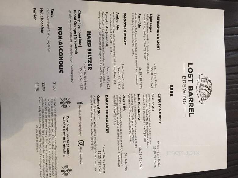 Lost Barrel Brewing - Middleburg, VA menu_pic