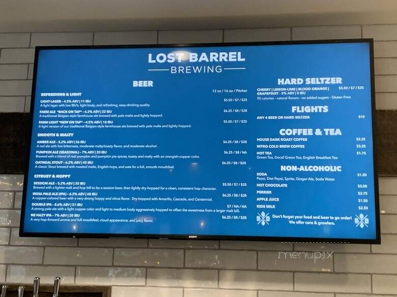 Lost Barrel Brewing - Middleburg, VA menu_pic