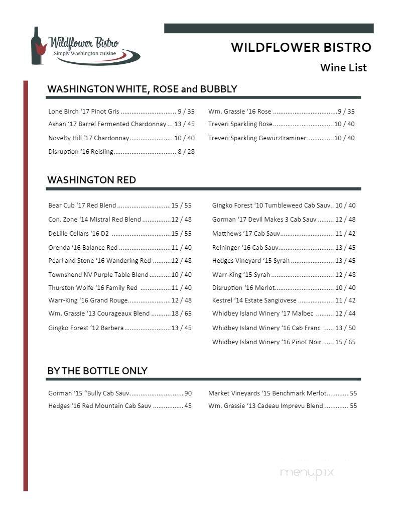 Wildflower Bistro - North Bend, WA menu_pic