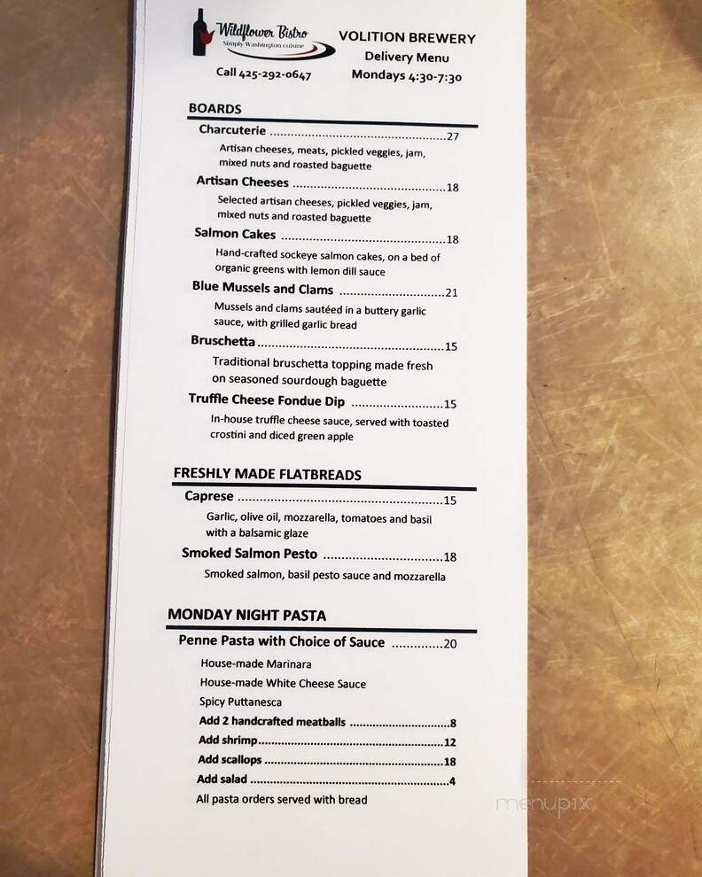 Wildflower Bistro - North Bend, WA menu_pic
