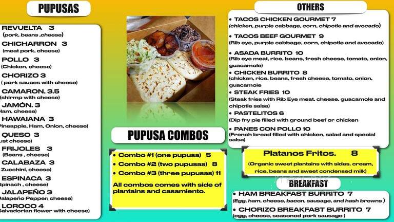 Pupusa's Truck - Medford, OR menu_pic
