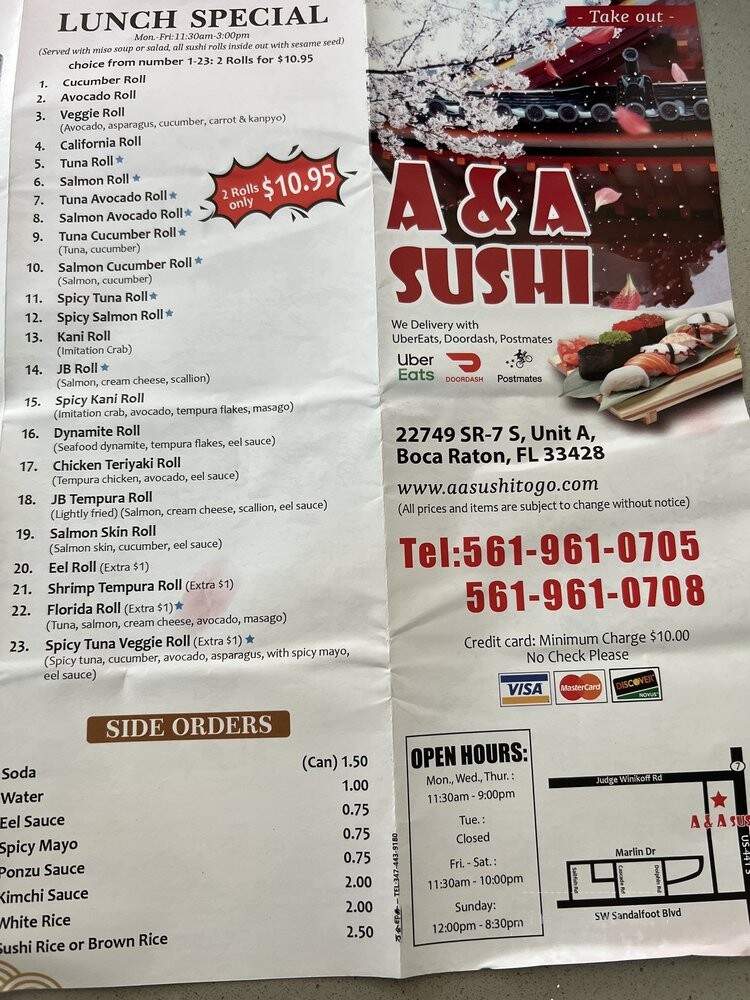 A&A Sushi - Boca Raton, FL menu_pic