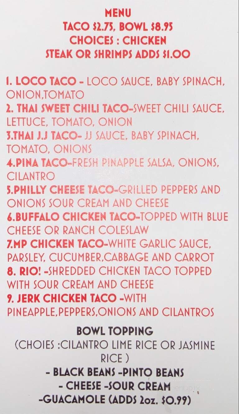 Taco Loco - Clarksville, TN menu_pic