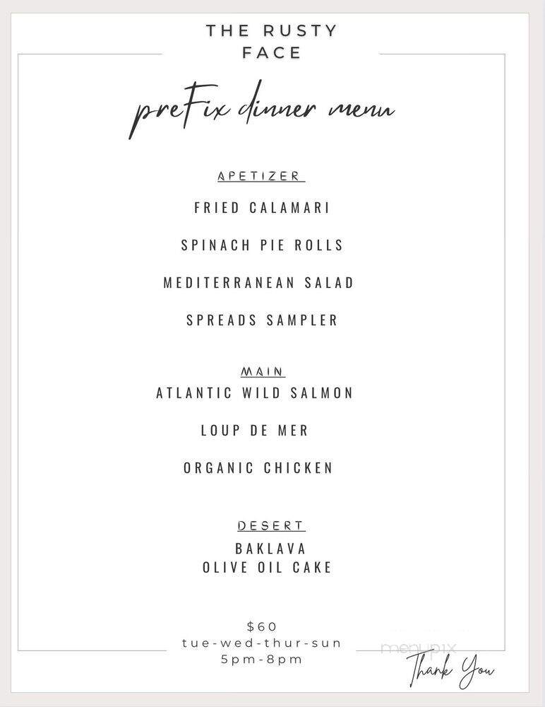 The Rusty Face - Brooklyn, NY menu_pic