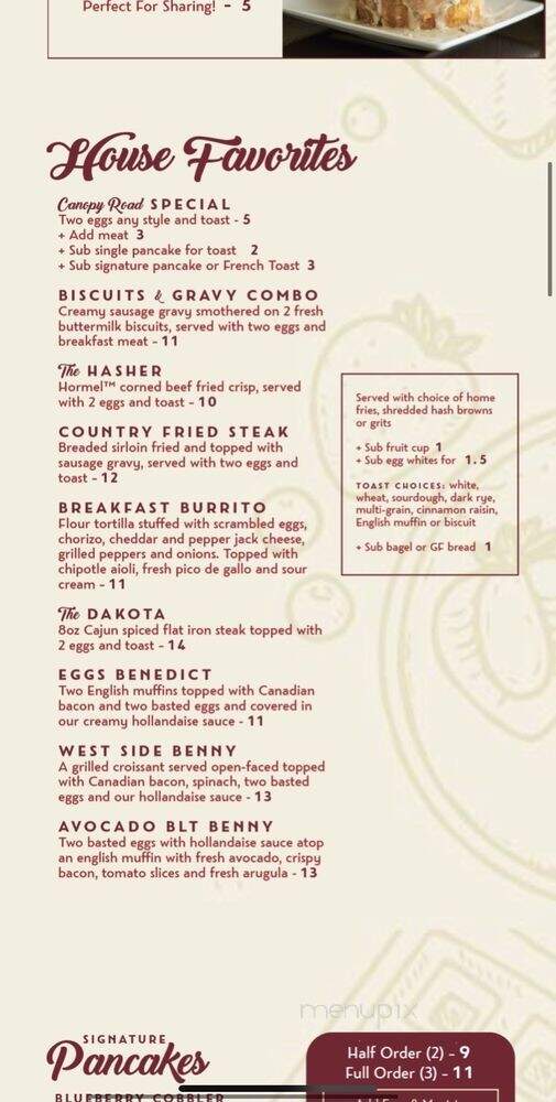 Canopy Road Cafe - Saint Johns, FL menu_pic