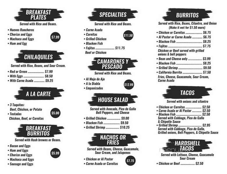 El Mesquitito Grill - Costa Mesa, CA menu_pic