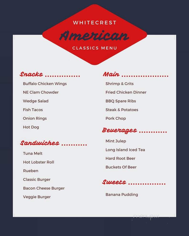 Whitecrest Eatery - Stonington, CT menu_pic
