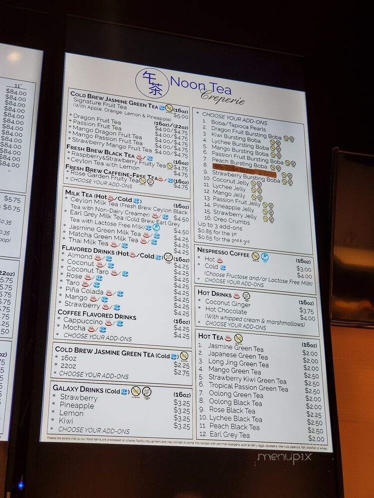 Noon Tea Creperie - Madison, NJ menu_pic