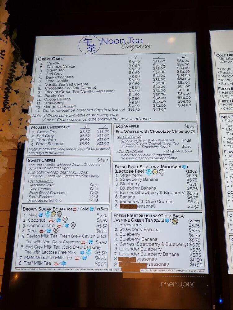 Noon Tea Creperie - Madison, NJ menu_pic