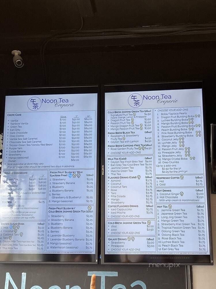 Noon Tea Creperie - Madison, NJ menu_pic