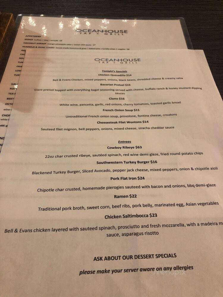 Ocean House Tap and Grill - Sea Bright, NJ menu_pic