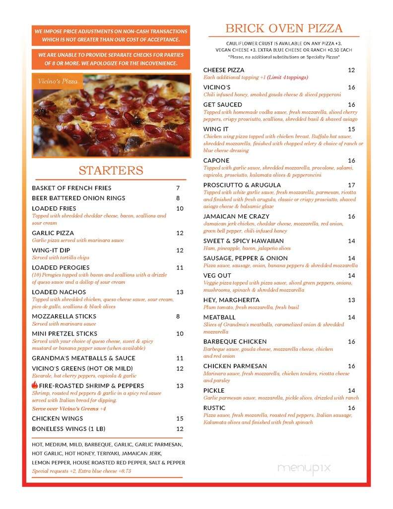 Vicino's Brick & Brew - Syracuse, NY menu_pic