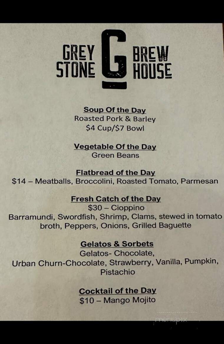 Greystone Brew House - Dillsburg, PA menu_pic
