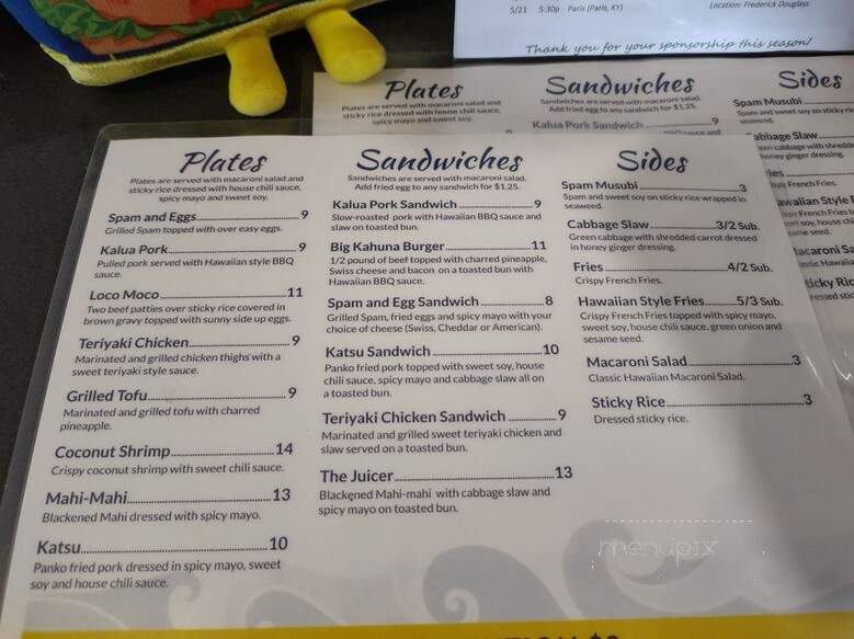 Big Kahuna - Lexington, KY menu_pic