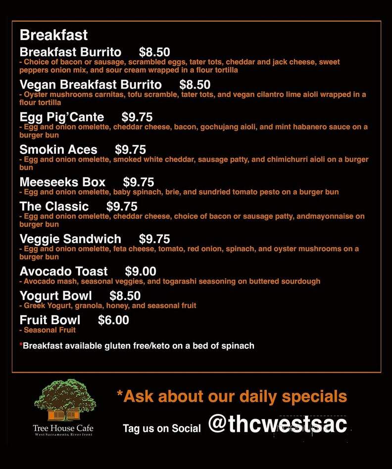Tree House Cafe - West Sacramento, CA menu_pic