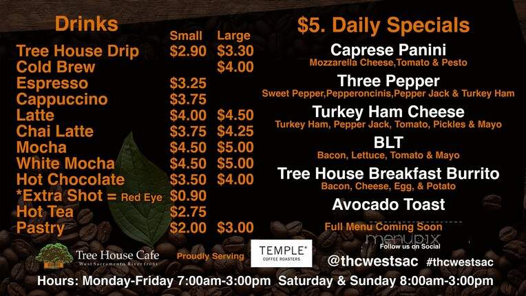 Tree House Cafe - West Sacramento, CA menu_pic