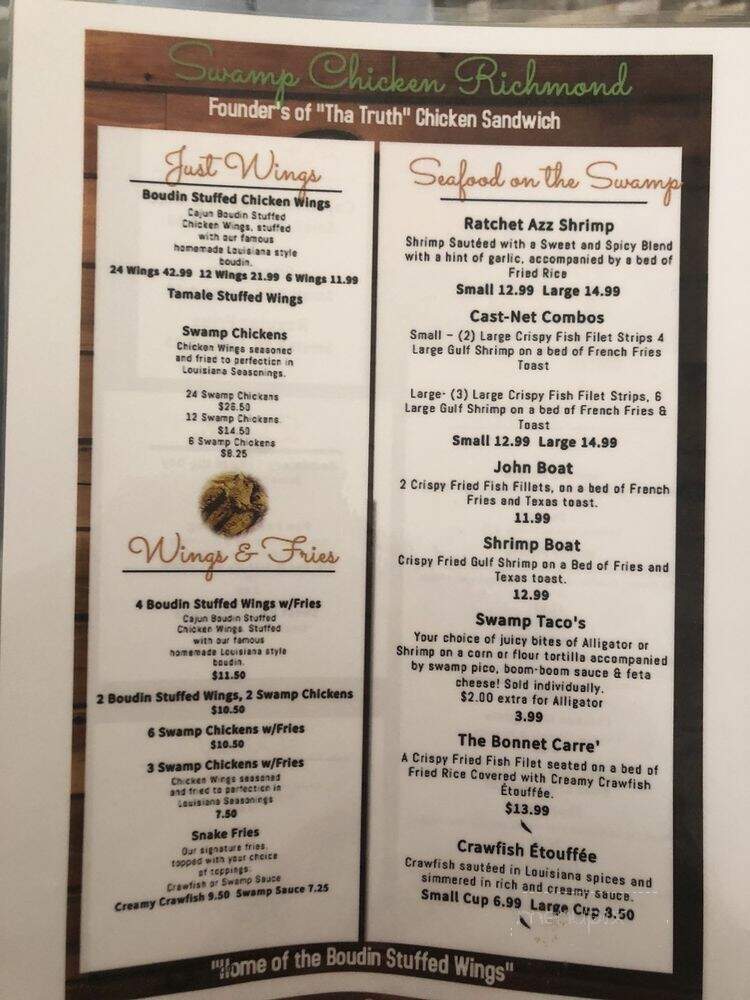 Swamp Chicken - Richmond, TX menu_pic