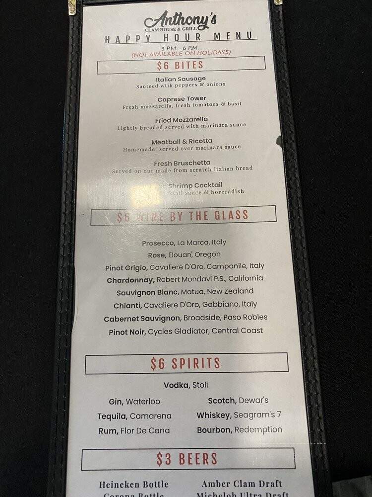 Anthony's Clam House & Grill - Fort Lauderdale, FL menu_pic