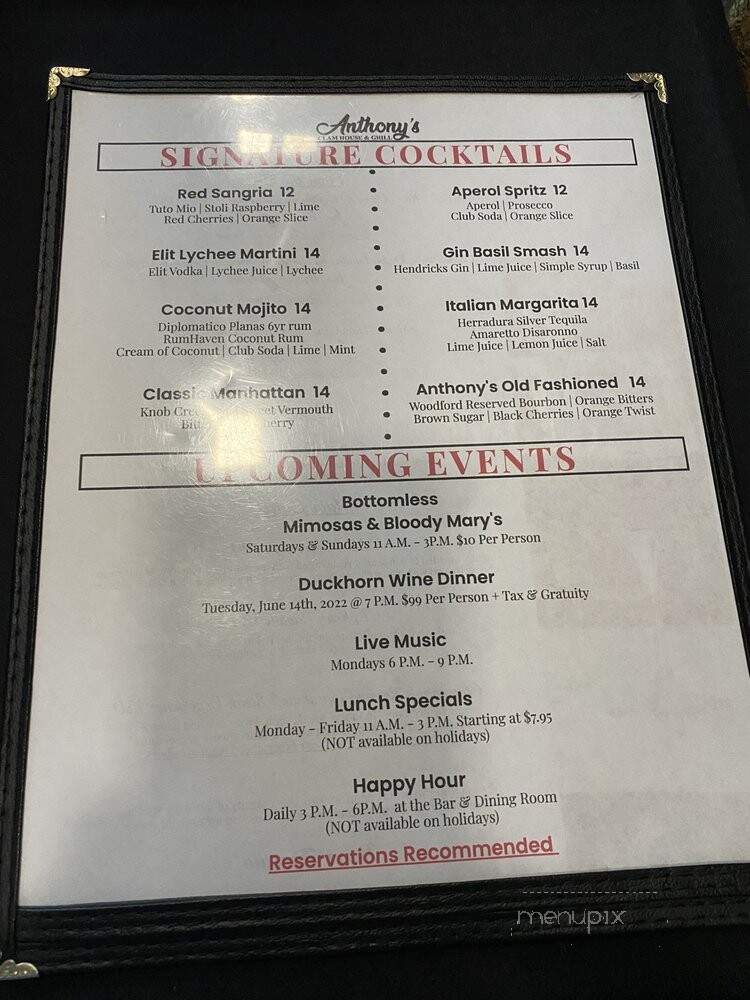 Anthony's Clam House & Grill - Fort Lauderdale, FL menu_pic