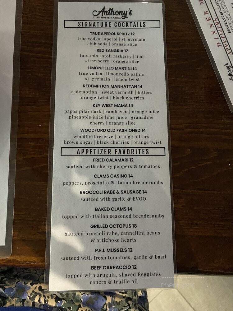 Anthony's Clam House & Grill - Fort Lauderdale, FL menu_pic