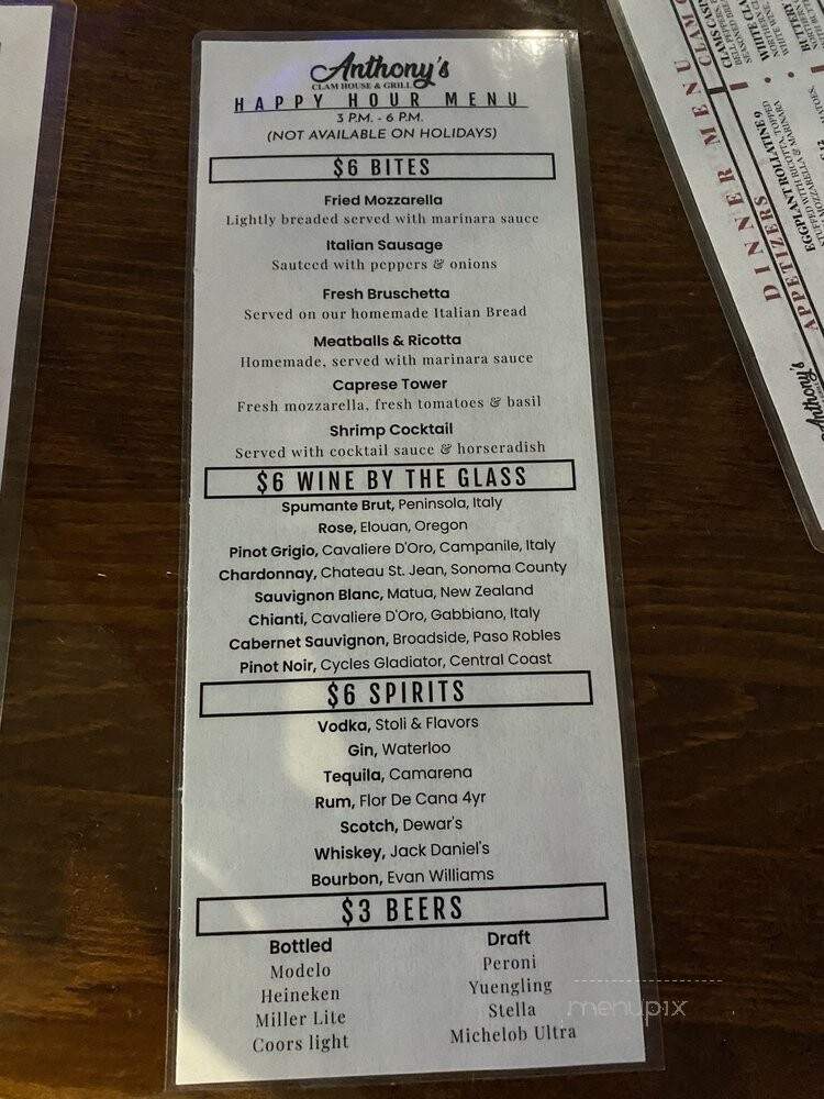 Anthony's Clam House & Grill - Fort Lauderdale, FL menu_pic