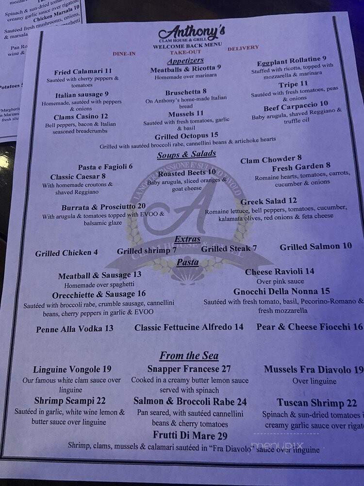 Anthony's Clam House & Grill - Fort Lauderdale, FL menu_pic