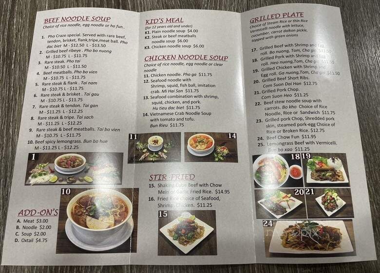 Pho Craze - Pinole, CA menu_pic